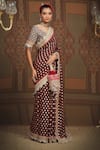 SHIKHAR SHARMA_Maroon Saree Embellished Gota V Neck Lace Border With Embroidered Blouse _Online_at_Aza_Fashions