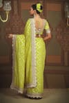 Shop_SHIKHAR SHARMA_Green Saree Embellished Gota V Neck Chanderi Floral Jaal Pattern With Blouse _at_Aza_Fashions