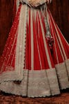 Buy_SHIKHAR SHARMA_Red Lehenga And Blouse Silk Chanderi Embroidery Gota Leaf Surkh Bridal Set _Online_at_Aza_Fashions