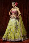Shikhar Sharma_Green Lehenga Cotton Shimmer Chanderi Embroidery Gota Sweetheart Neck Set _at_Aza_Fashions