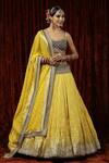 Buy_SHIKHAR SHARMA_Yellow Lehenga Cotton Shimmer Chanderi Embroidery Gota Work Blouse Set _at_Aza_Fashions
