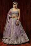 Buy Shikhar Sharma Purple Lehenga Cotton Shimmer Chanderi Embroidery Gota Chevron Pattern Set at Aza Fashions Buy_Shikhar Sharma_Purple Lehenga Cotton Shimmer Chanderi Embroidery Gota Chevron Pattern Set _at_Aza_Fashions