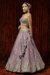 Shop Shikhar Sharma Purple Lehenga Cotton Shimmer Chanderi Embroidery Gota Chevron Pattern Set Online at Aza Fashions Shop_Shikhar Sharma_Purple Lehenga Cotton Shimmer Chanderi Embroidery Gota Chevron Pattern Set _Online_at_Aza_Fashions