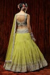 Shop_Shikhar Sharma_Green Lehenga Cotton Shimmer Chanderi Embroidery Gota Sweetheart Border Set _at_Aza_Fashions