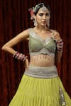 Shikhar Sharma_Green Lehenga Cotton Shimmer Chanderi Embroidery Gota Sweetheart Border Set _Online_at_Aza_Fashions