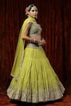 Shikhar Sharma_Green Lehenga Cotton Shimmer Chanderi Embroidery Gota Sweetheart Border Set _at_Aza_Fashions
