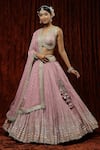 Buy Shikhar Sharma Purple Lehenga Cotton Shimmer Chanderi Embroidery Gota V Neck Blouse Set Online at Aza Fashions Buy_Shikhar Sharma_Purple Lehenga Cotton Shimmer Chanderi Embroidery Gota V Neck Blouse Set _Online_at_Aza_Fashions