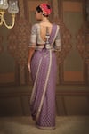 Shop_SHIKHAR SHARMA_Purple Saree Georgette Embroidered Gota V Neck Geometric Badla With Blouse _at_Aza_Fashions