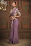 SHIKHAR SHARMA_Purple Saree Georgette Embroidered Gota V Neck Geometric Badla With Blouse _at_Aza_Fashions