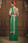 Shop_SHIKHAR SHARMA_Green Saree Pure Crepe Embroidered Gota V Neck Bordered With Blouse _at_Aza_Fashions