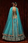 Shop_SHIKHAR SHARMA_Blue Lehenga Cotton Shimmer Chanderi Embroidery Gota Sweetheart Geometric Set _at_Aza_Fashions