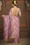 Shop_SHIKHAR SHARMA_Purple Sareesilk Organza Embroidered Leheriya Pattern Work Saree With Blouse _at_Aza_Fashions