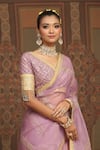 SHIKHAR SHARMA_Purple Sareesilk Organza Embroidered Leheriya Pattern Work Saree With Blouse _Online_at_Aza_Fashions