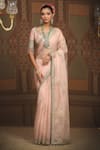 Buy_SHIKHAR SHARMA_Pink Sareesilk Organza Embroidered Leheriya Pattern Work Saree With Blouse _at_Aza_Fashions