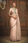 SHIKHAR SHARMA_Pink Sareesilk Organza Embroidered Leheriya Pattern Work Saree With Blouse _Online_at_Aza_Fashions