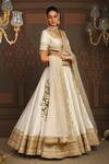 Shikhar Sharma_Silver Cotton Simmer Chanderi Embroidery Chandni And Badla Bridal Lehenga Set _Online_at_Aza_Fashions