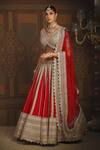 Shikhar Sharma_Red Silk, Net, Chanderi, Taffeta Embroidery, Ornate Bloom Bridal Lehenga Set _Online_at_Aza_Fashions