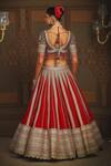 Shop_Shikhar Sharma_Red Silk, Net, Chanderi, Taffeta Embroidery, Ornate Bloom Bridal Lehenga Set _at_Aza_Fashions