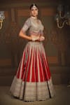 Buy_Shikhar Sharma_Red Silk, Net, Chanderi, Taffeta Embroidery, Ornate Bloom Bridal Lehenga Set _Online_at_Aza_Fashions