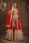 Buy_Shikhar Sharma_Red Net, Silk, Georgette, Chanderi Embroidery, Maharani Bridal Lehenga Set _Online_at_Aza_Fashions
