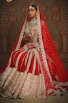Shop_Shikhar Sharma_Red Net, Silk, Georgette, Chanderi Embroidery, Maharani Bridal Lehenga Set _Online_at_Aza_Fashions