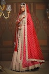 Buy_Shikhar Sharma_Red Net, Silk, Georgette, Chanderi Embroidery, Maharani Bridal Lehenga Set 