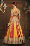 Shop_SHIKHAR SHARMA_Yellow Silk Chanderi Embroidery Gota V Neck Phulwari Bridal Lehenga Set _at_Aza_Fashions