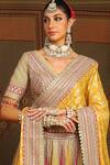 SHIKHAR SHARMA_Yellow Silk Chanderi Embroidery Gota V Neck Phulwari Bridal Lehenga Set _at_Aza_Fashions