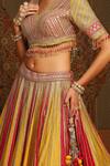 Buy_SHIKHAR SHARMA_Yellow Silk Chanderi Embroidery Gota V Neck Phulwari Bridal Lehenga Set 