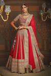Buy_Shikhar Sharma_Red Silk, Georgette Gulbahar Badla And Dori Embroidered Bridal Lehenga Set _at_Aza_Fashions