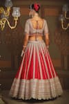 Shop_Shikhar Sharma_Red Silk, Georgette Gulbahar Badla And Dori Embroidered Bridal Lehenga Set _at_Aza_Fashions