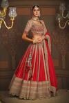 Shikhar Sharma_Red Silk, Georgette Gulbahar Badla And Dori Embroidered Bridal Lehenga Set _Online_at_Aza_Fashions