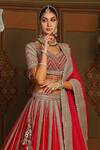 Shikhar Sharma_Red Silk, Georgette Gulbahar Badla And Dori Embroidered Bridal Lehenga Set _at_Aza_Fashions