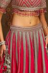 Buy_Shikhar Sharma_Red Silk, Georgette Gulbahar Badla And Dori Embroidered Bridal Lehenga Set 