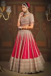 Shop_Shikhar Sharma_Red Silk, Georgette Gulbahar Badla And Dori Embroidered Bridal Lehenga Set 