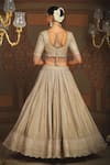 Shop_Shikhar Sharma_Gold Silk Chanderi Embroidery Gota Gardenia Badla And Dori Bridal Lehenga Set _at_Aza_Fashions