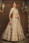 Buy_Shikhar Sharma_Gold Silk Chanderi Embroidery Gota Gardenia Badla And Dori Bridal Lehenga Set _Online_at_Aza_Fashions