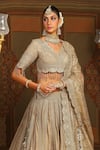 Shikhar Sharma_Gold Silk Chanderi Embroidery Gota Gardenia Badla And Dori Bridal Lehenga Set _at_Aza_Fashions
