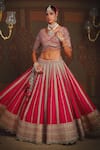 SHIKHAR SHARMA_Pink Silk Chanderi Embroidery Gota V Sunehri Badla And Dori Bridal Lehenga Set _Online_at_Aza_Fashions