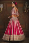 Shop_SHIKHAR SHARMA_Pink Silk Chanderi Embroidery Gota V Sunehri Badla And Dori Bridal Lehenga Set _at_Aza_Fashions