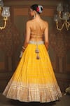 Shop_SHIKHAR SHARMA_Yellow Cotton Simmer Chanderi Embroidery Gota Striped Ray Bridal Lehenga Set _at_Aza_Fashions