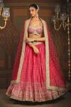 Buy_SHIKHAR SHARMA_Pink Cotton Simmer Chanderi Embroidery Gota Wave Striped Bridal Lehenga Set _at_Aza_Fashions