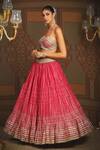 Buy_SHIKHAR SHARMA_Pink Cotton Simmer Chanderi Embroidery Gota Wave Striped Bridal Lehenga Set _Online_at_Aza_Fashions