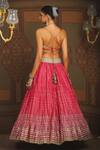 Shop_SHIKHAR SHARMA_Pink Cotton Simmer Chanderi Embroidery Gota Wave Striped Bridal Lehenga Set _at_Aza_Fashions