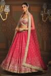 SHIKHAR SHARMA_Pink Cotton Simmer Chanderi Embroidery Gota Wave Striped Bridal Lehenga Set _at_Aza_Fashions