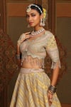 SHIKHAR SHARMA_Yellow Silk Chanderi Embroidery Gota Chevron Maze Dori Bridal Lehenga Set _at_Aza_Fashions