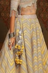 Buy_SHIKHAR SHARMA_Yellow Silk Chanderi Embroidery Gota Chevron Maze Dori Bridal Lehenga Set 