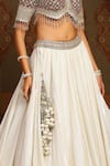 Buy_SHIKHAR SHARMA_Silver Cotton Simmer Chanderi Embroidery Gota Paan Celeste Bridal Lehenga Set 