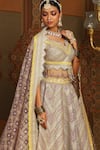 SHIKHAR SHARMA_Purple Silk Chanderi Embroidery Gota Scallop V Chevron Crest Bridal Lehenga Set _at_Aza_Fashions