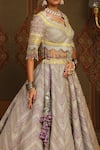 Buy_SHIKHAR SHARMA_Purple Silk Chanderi Embroidery Gota Scallop V Chevron Crest Bridal Lehenga Set 